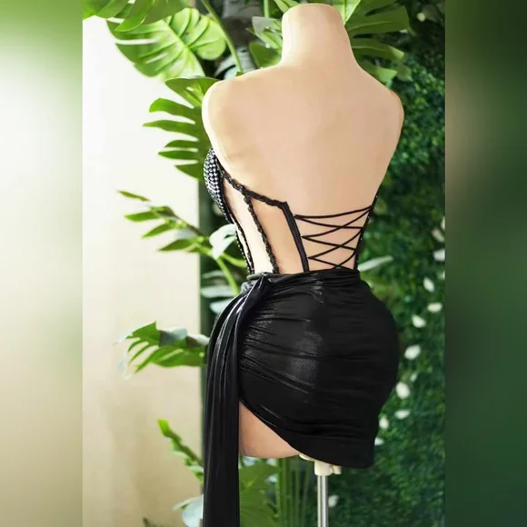 Skirt Only Black Stretch Faux Leather - Picture 4 of 5